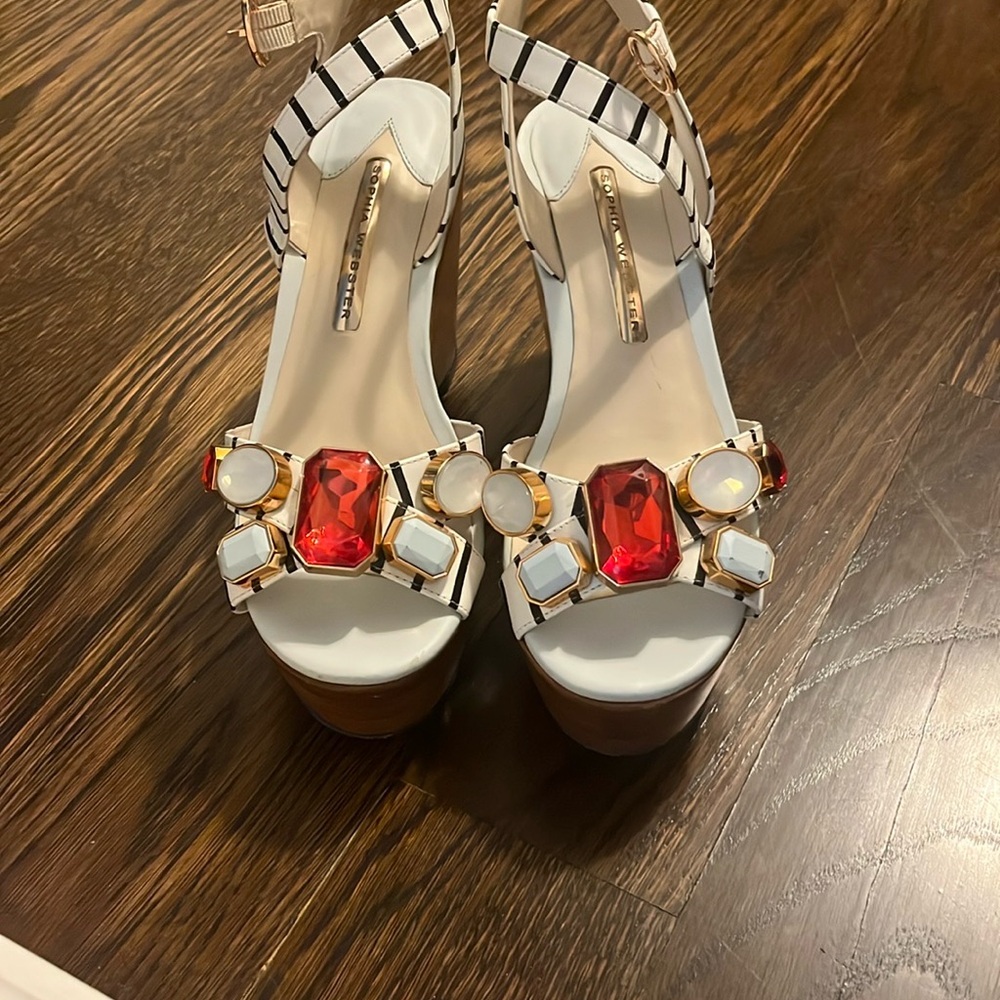 Sophia Webster Black and White Wedge Shoes